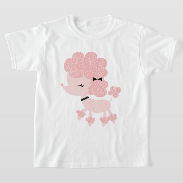 Pink Cartoon French Poodle T-Shirt (Laydown)