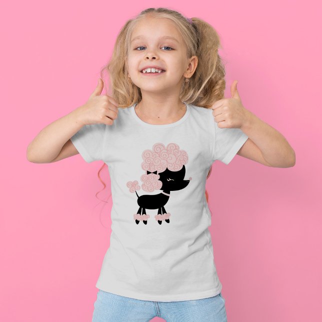 Pink Cartoon French Poodle T-Shirt (Creator Uploaded)