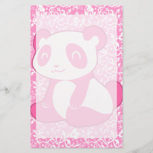 Pink Cartoon Panda Stationery
