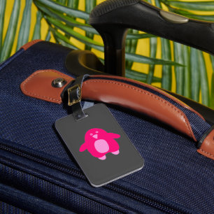 Pink Cartoon Penguin Luggage Tag