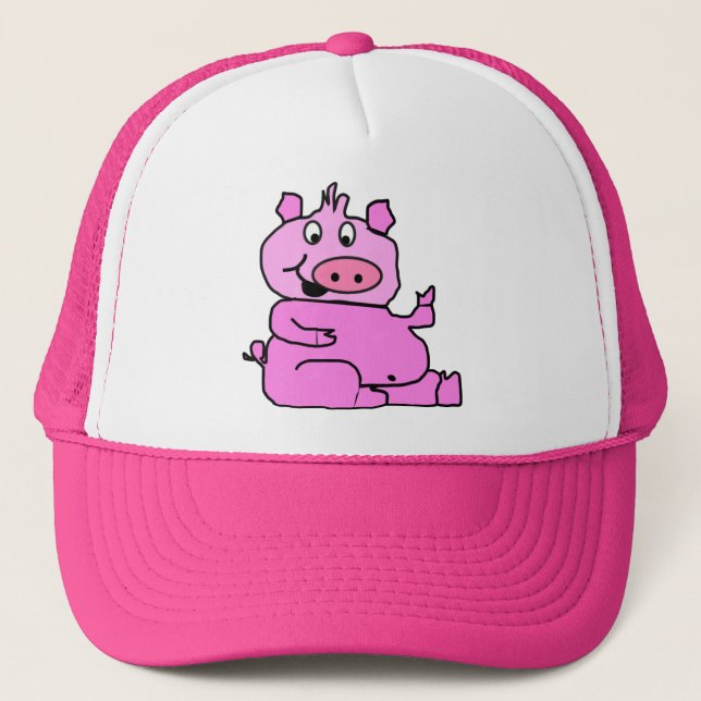 Pink Cartoon Pig Cap (Front)