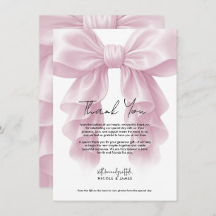 Pink Cascade Ruffle Bow Bridal Wedding Thank You Invitation