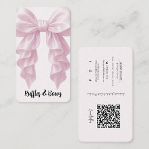 Pink Cascade Ruffle Bow Elegant Posh Boutique QR Business Card