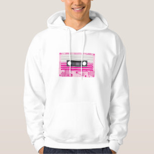 Pink Cassette Tape with Pink Watercolor Splashes Hoodie