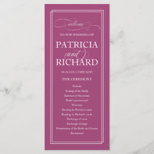 Pink Cassis Elegant Wedding Ceremony Program Programme