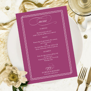 Pink Cassis Elegant Wedding Menu