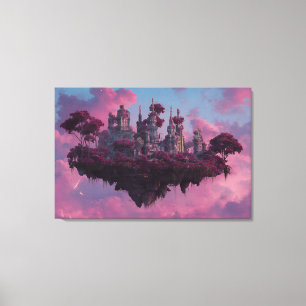 Pink Castle Floating Isle Canvas Print