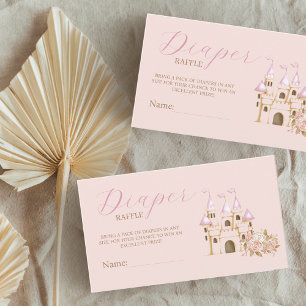 Pink Castle Princess Baby Shower Diaper Raffle Enclosure Card