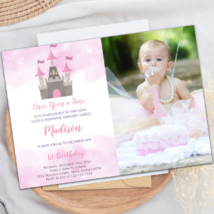 Pink Castle Princess Birthday Invitations