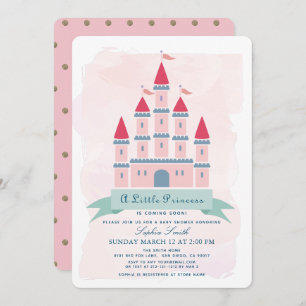 Pink Castle Princess Girl Baby Shower Invitation