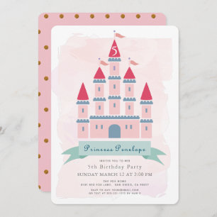 Pink Castle Princess Girl Birthday Invitation