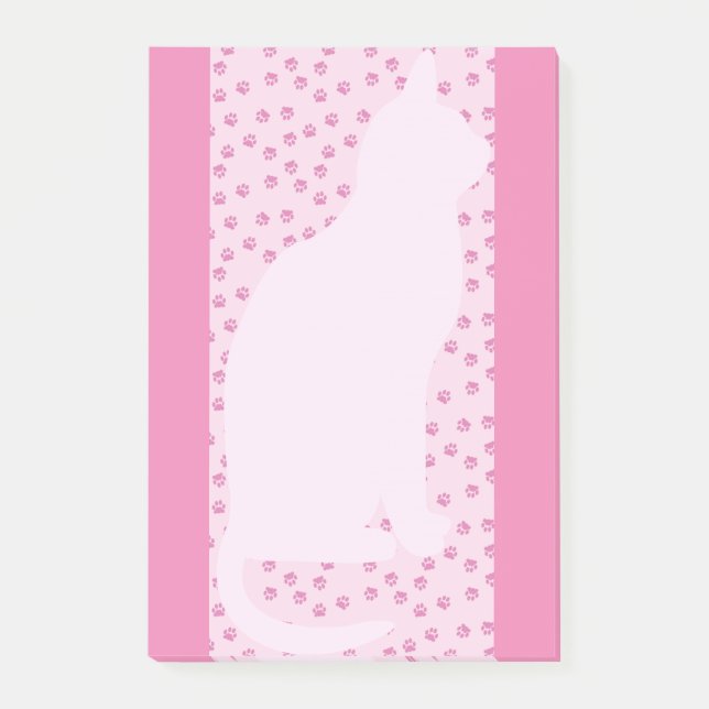 Pink cat and paws post-it notes (Front)