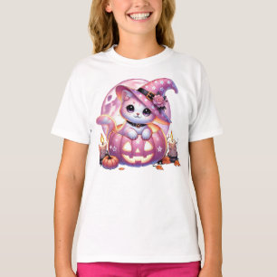 Pink Cat and pumpkin T-Shirt