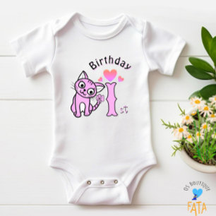 Pink cat baby bodysuit