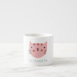 Pink Cat Cute Custom Name Espresso Cup<br><div class="desc">Pink Cat Cute Custom Name Mug</div>