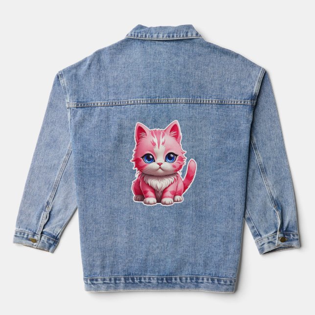 Pink Cat Denim Jacket (Back)