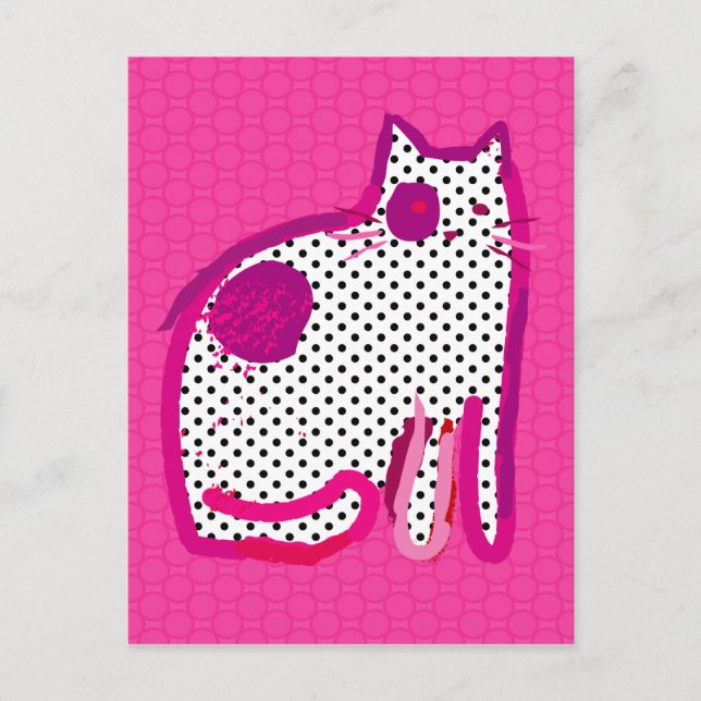 'pink cat' digital painting postcard (Front)