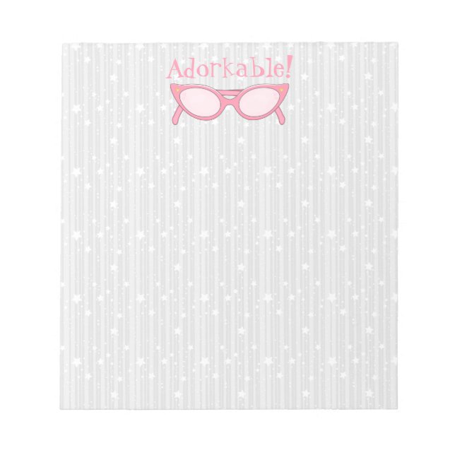 Pink Cat Eye Glasses - Personalise It Notepad (Front)