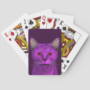 Pink Cat Face Playing Cards