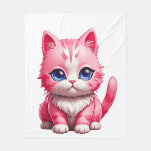 Pink Cat Fleece Blanket
