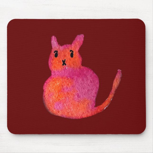 Pink cat funky cute kitty mouse pad (Front)