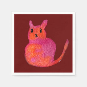 Pink cat funky cute kitty napkin