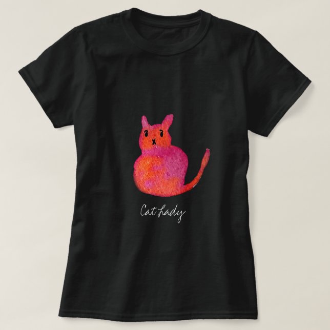 Pink cat funky cute kitty T-Shirt (Design Front)