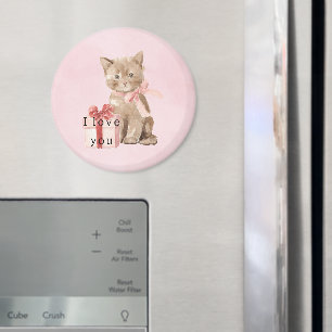 Pink Cat Gift Love Magnet