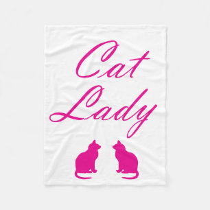 Pink cat lady fleece blanket