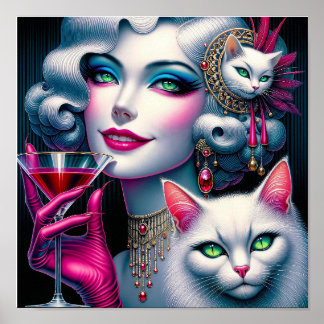 Pink Cat Lady Poster