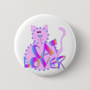 Pink Cat Lover Tshirts and Gifts 6 Cm Round Badge