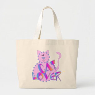 Pink Cat Lover Tshirts and Gifts Large Tote Bag