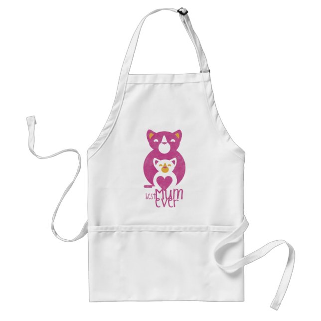 Pink cat mum standard apron (Front)