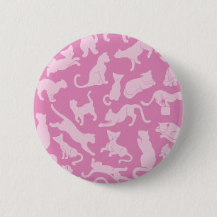 Pink Cat Pattern 6 Cm Round Badge