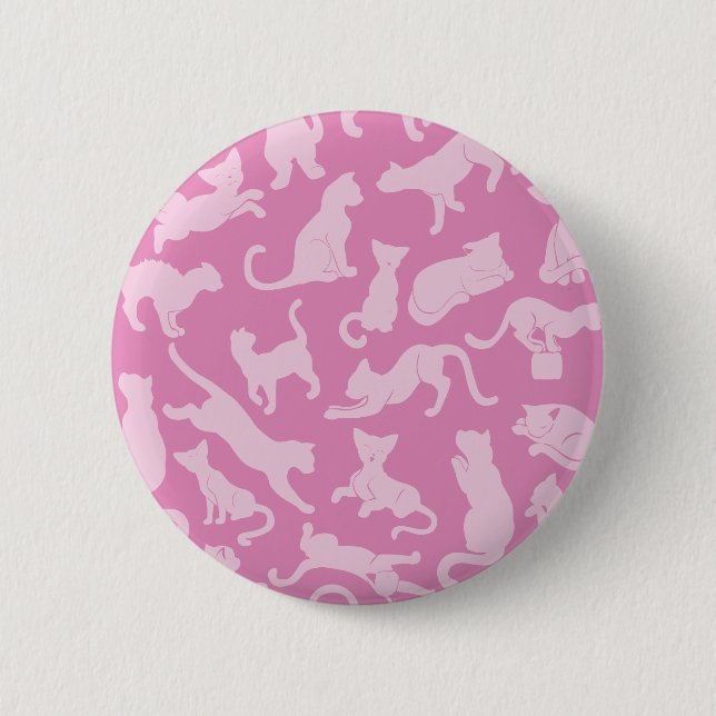 Pink Cat Pattern 6 Cm Round Badge (Front)