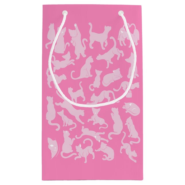 Pink Cat Pattern Small Gift Bag (Back)