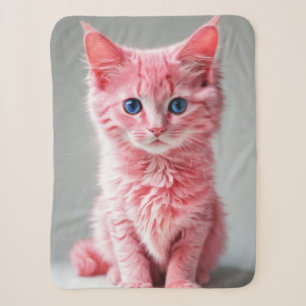 Pink Cat Photo Portrait Sherpa Blanket