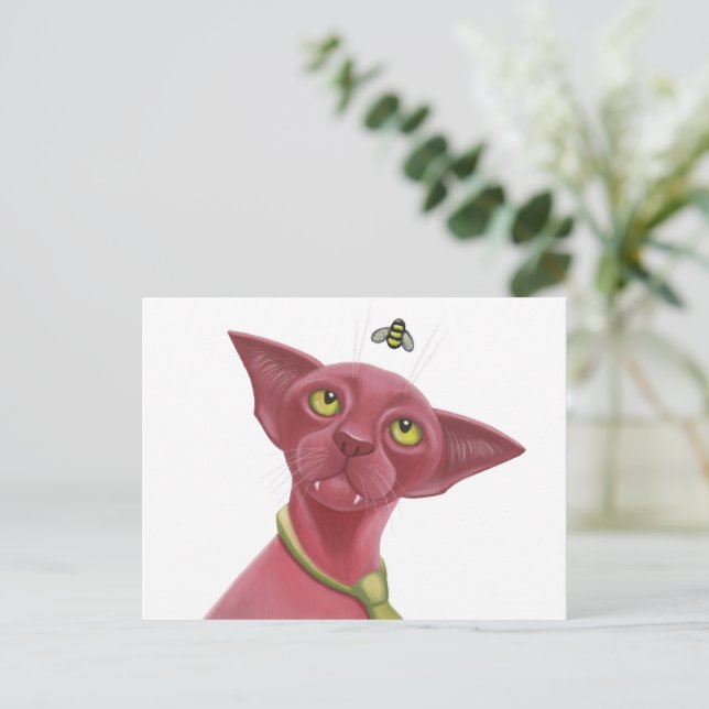 Pink Cat Postcard (Standing Front)