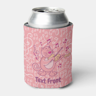 Pink Cat with Violin Bottle Cooler