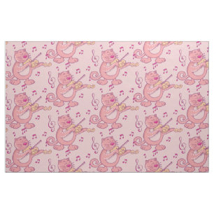 Pink Cat with Violin Fabric