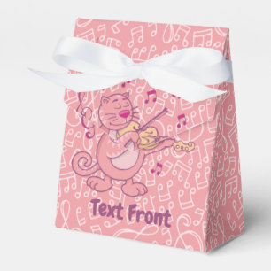 Pink Cat with Violin Favour Box
