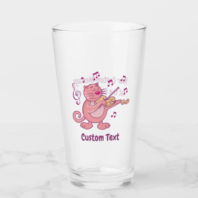 Pink Cat with Violin Glass (Front)