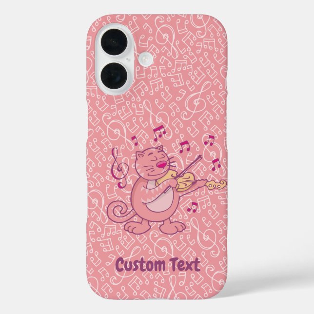 Pink Cat with Violin iPhone Case (Back)
