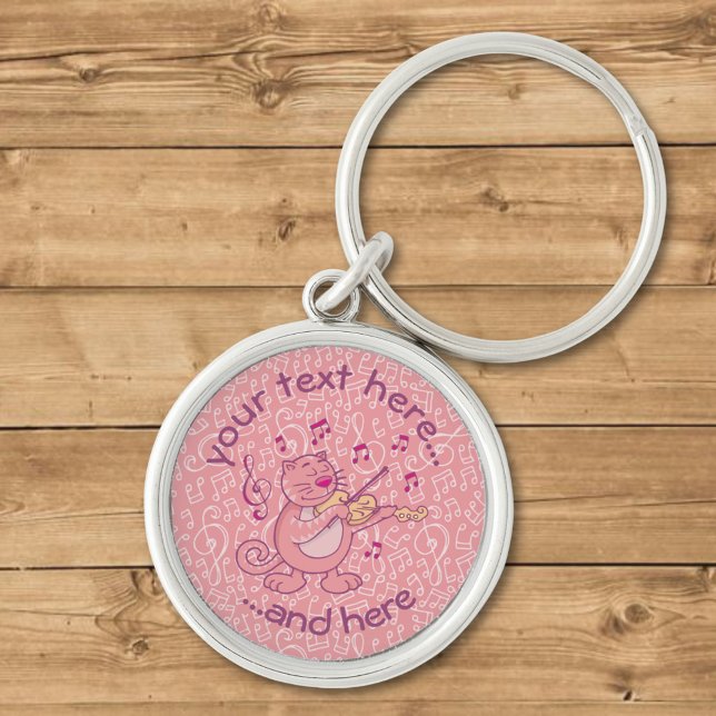 Pink Cat with Violin Keychain (Creator Uploaded)