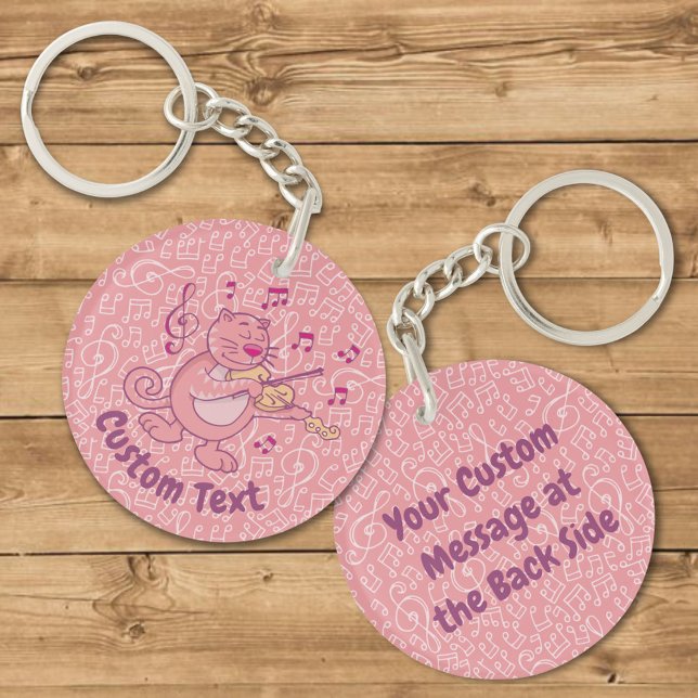 Pink Cat with Violin Keychain (Creator Uploaded)
