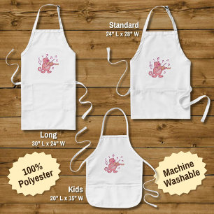 Pink Cat with Violin Long Apron