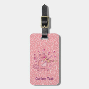 Pink Cat with Violin Luggage Tag