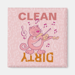 Pink Cat with Violin Magnet