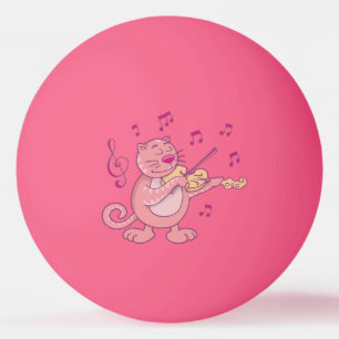 Pink Cat with Violin Ping-Pong Ball