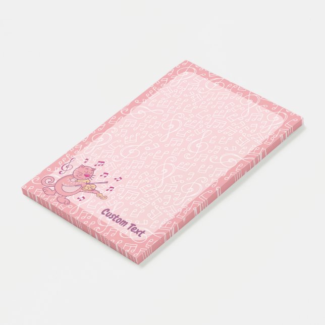 Pink Cat with Violin Post-it Notes (Angled)